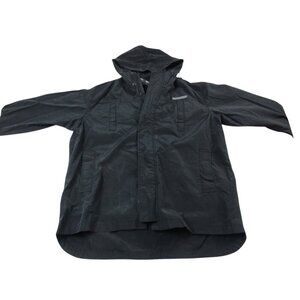 DKNY Jeans Jacket Men Large Black Cotton Long Sleeve Hooded Full Zipper A2349524